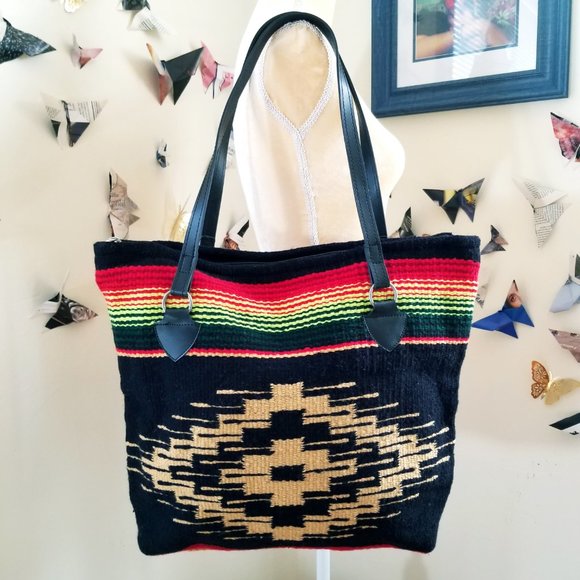 Old Saltillo Southwestern Saddle Blanket Tote Bag - Picture 2 of 7